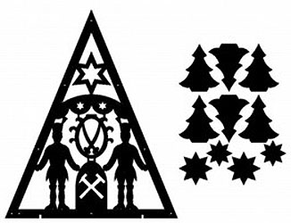 Schwibbogenvorlage doppelte Lichterecke Motiv BergmÃ¤nner mit Sternwappen