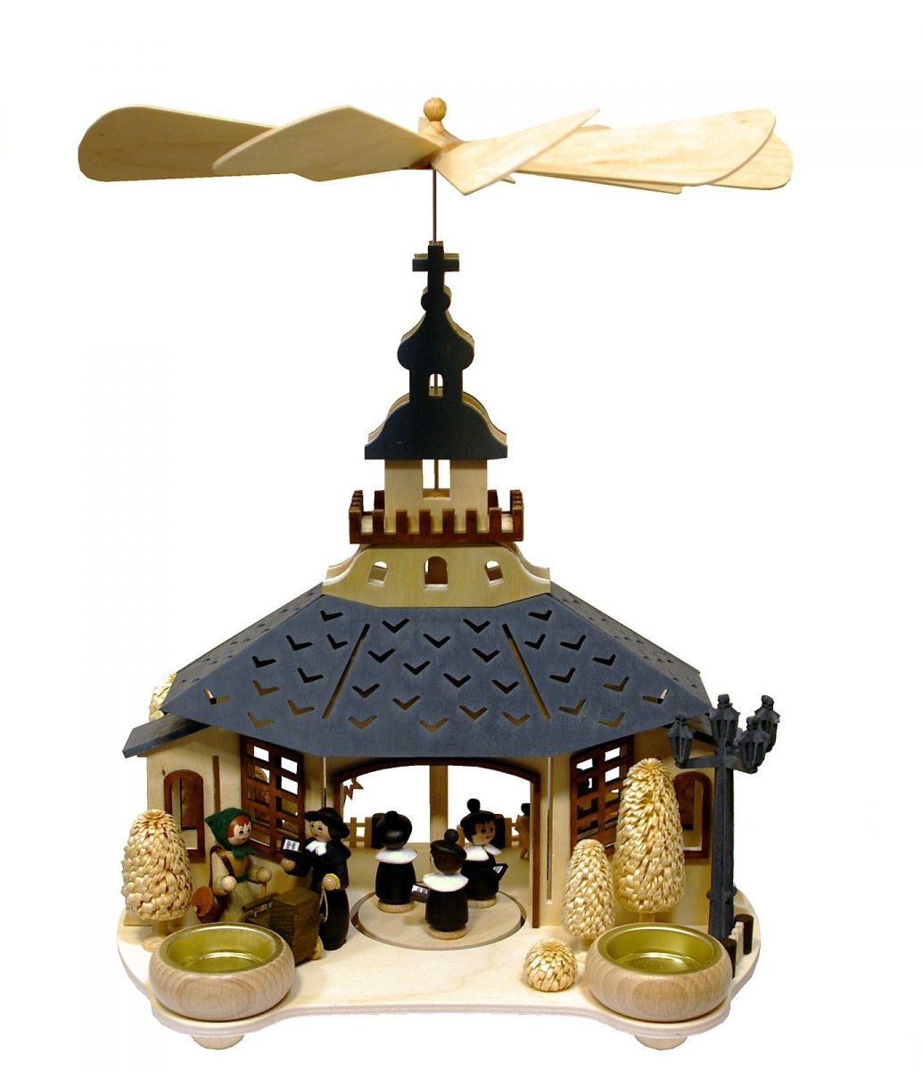 hochwertige Weihnachtspyramide für 4 Teelichte Holz Teelichtpyramide 72 0190