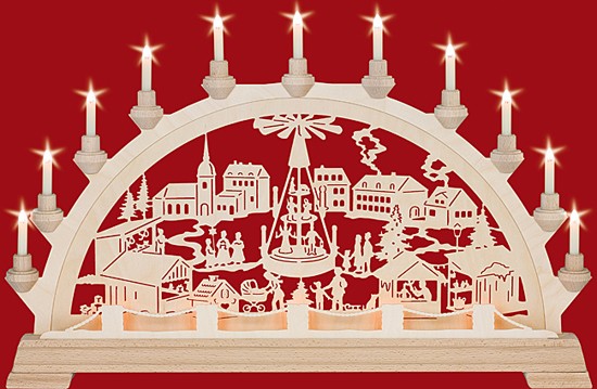 Taulin Schwibbogen Weihnachtsmarkt mit Pyramide