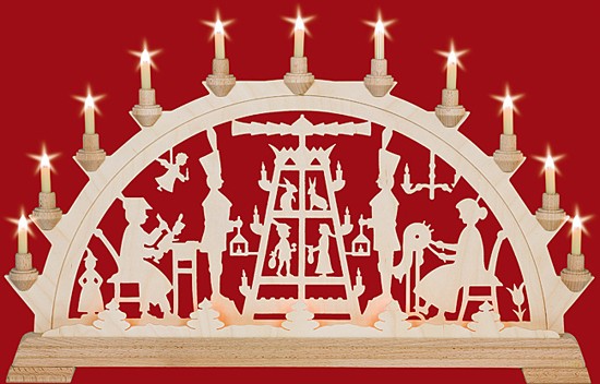 Taulin Schwibbogen Pyramide / Schnitzer / Klöppelfrau 