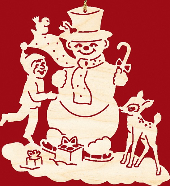 Taulin Fensterbild Weihnachten Schneemann mit Kind und Kitz