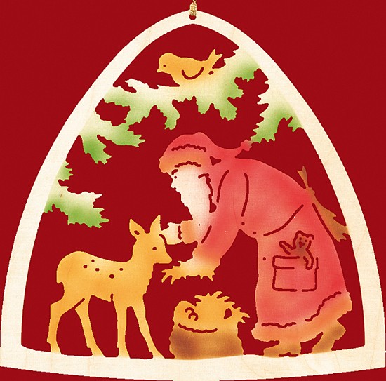 Taulin Fensterbild Farbig Weihnachten Weihnachtsmann mit Reh