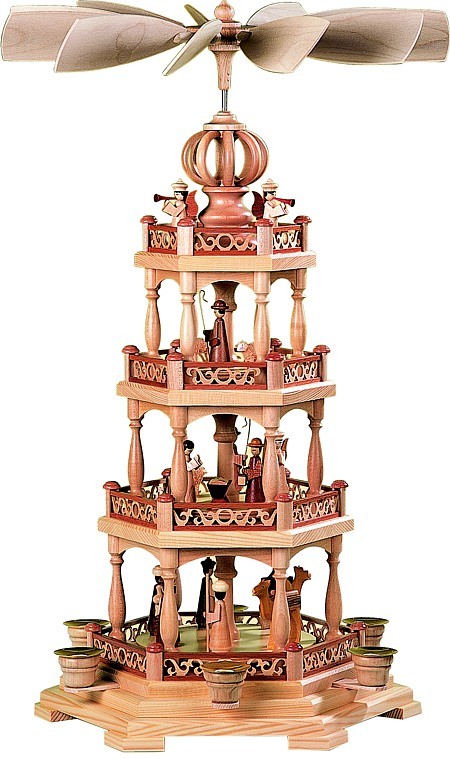 Kleinkunst Müller Pyramide heilige Geschichte mit Engel 3-stöckig natur