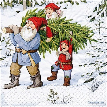 Servietten Getting a Christmas Tree
