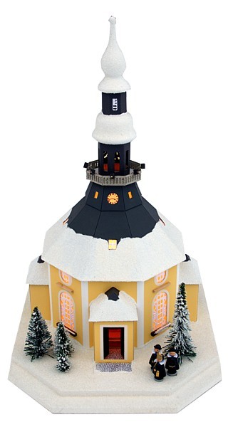 Birgit Uhlig Lichterhaus Seiffener Kirche - Dach teilweise schneebedeckt, 42 cm