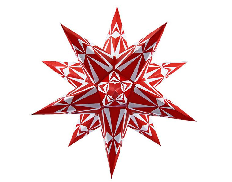 Marienberger Adventsstern - rot-weiße Ornamente
