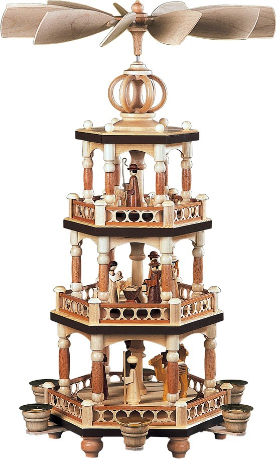 Kleinkunst Müller Pyramide heilige Geschichte mit Säulendesign 3-stöckig Natur