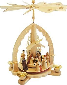 Richard Glässer Weihnachtspyramide, Christi Geburt, helles Gehäuse