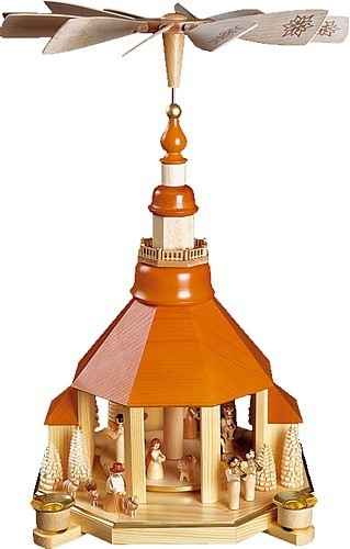 Richard Glässer Weihnachtspyramide, Kirche, Christi Geburt