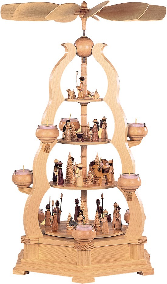 Kleinkunst Müller Teelicht Bogenpyramide heilige Geschichte 4-stöckig Natur