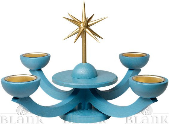 Blank Adventsleuchter mit Teelichhalter ohne Engel, blau