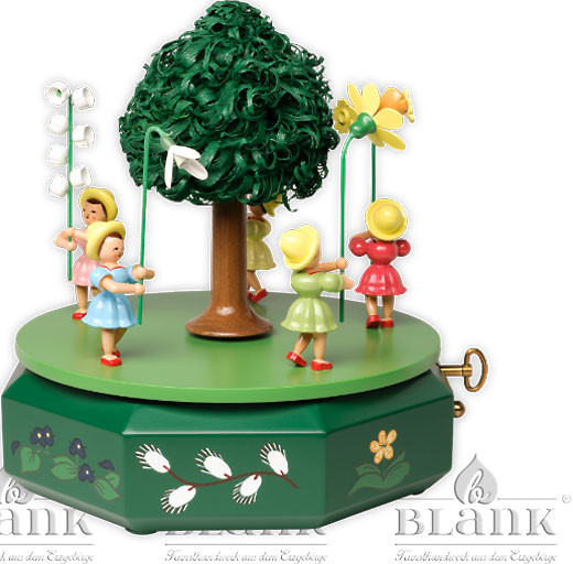 Blank Spieldose mit 5 Blumenkindern, farbig