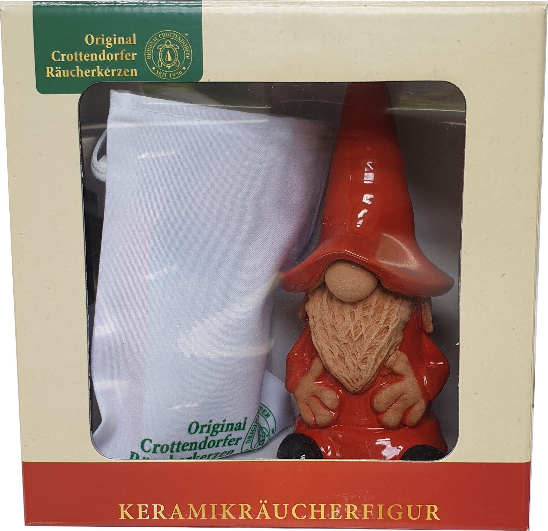 Crottendorfer Keramik Räucherfigur Wichtel - rot