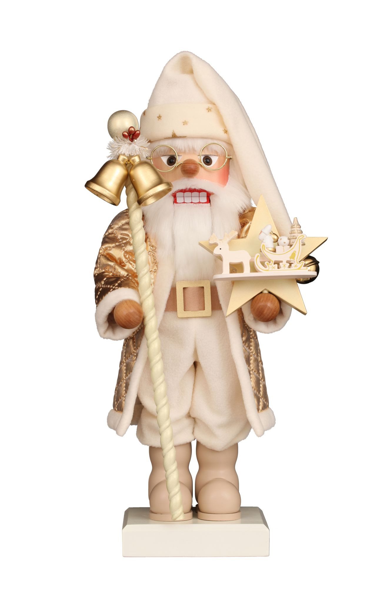 Nußknacker Weihnachtsmann weiß/gold