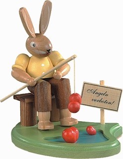 Kleinkunst Müller Hase Angler am Teich