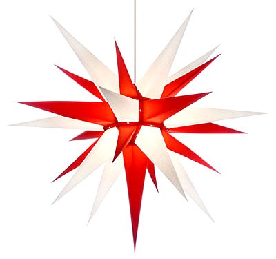 Herrnhuter Stern I7, weiß/rot - 70 cm