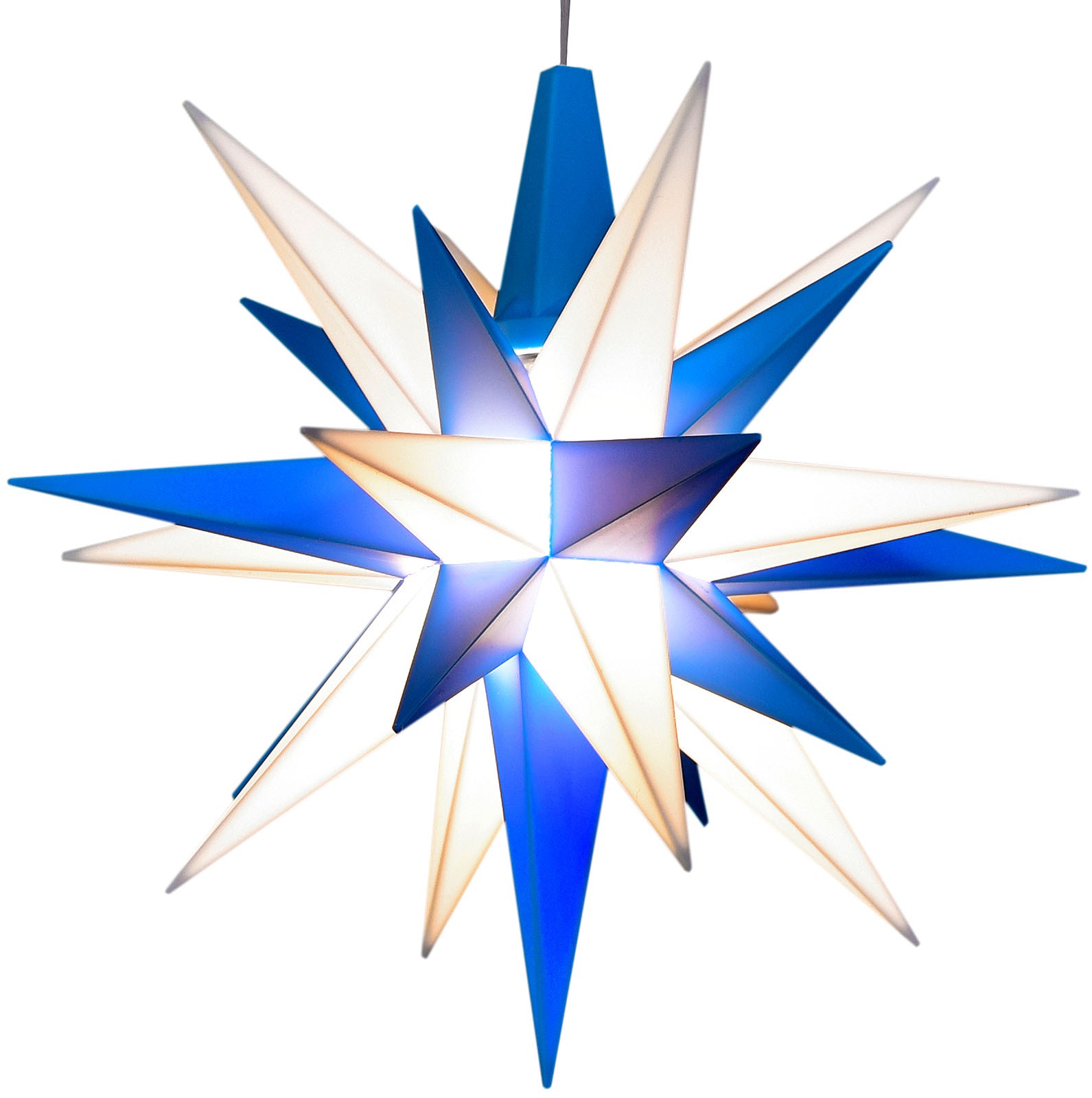Kleiner Herrnhuter Stern A1e blau/weiß, LED