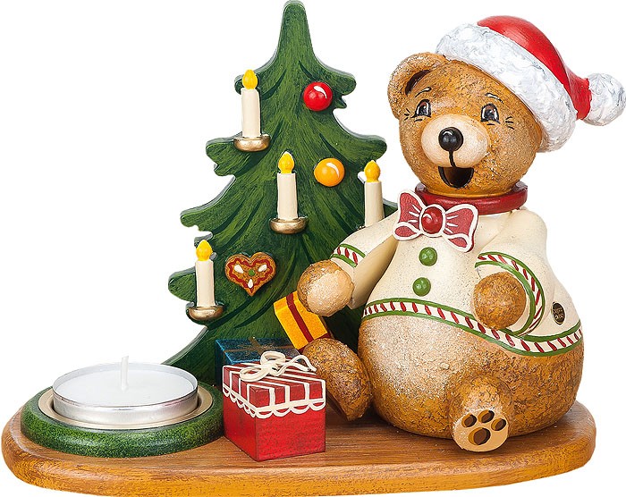 Hubrig Volkskunst Räucherwichtel Teddy`s Weihnachtsgeschenke mit Teelicht