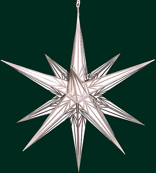 Haßlauer Advent-Außenstern, weiß mit Silbermuster, 75cm