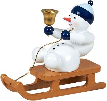 Ellmann Schneemann - mit Glocke auf Schlitten sitzend