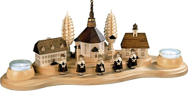 Kerzenhalter Seiffener Dorf, Teelichte, groß
