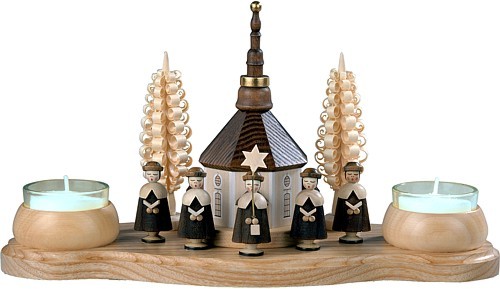 Kerzenhalter Seiffener Kirche und Kurrende Teelichter