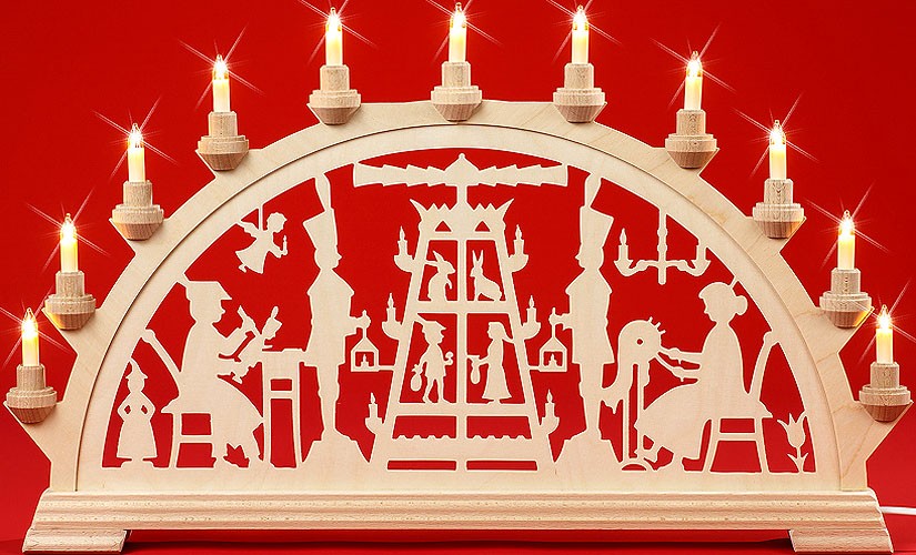 Taulin Schwibbogen Pyramide / Schnitzer / Klöppelfrau