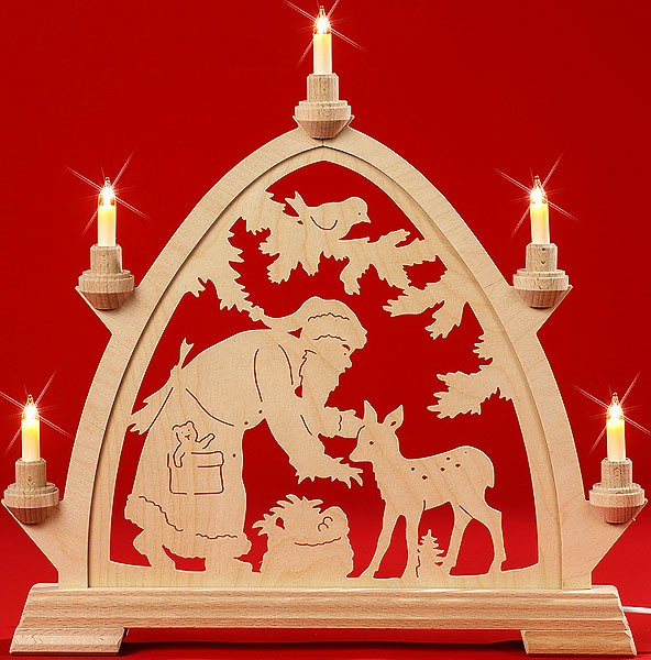 Taulin Kleine gotische elektr. Bögen Weihnachtsmann mit Reh