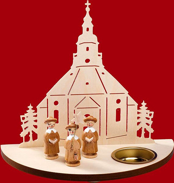 Taulin Teelichtleuchter Seiffener Kirche mit Kurrende natur
