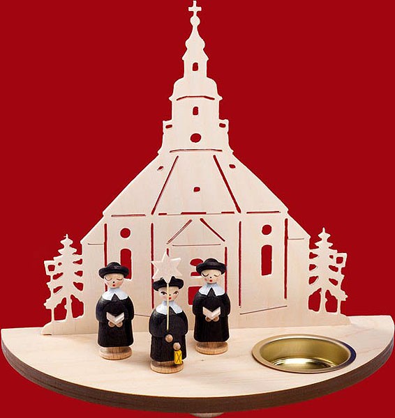 Taulin Teelichtleuchter Seiffener Kirche mit Kurrende schwarz 
