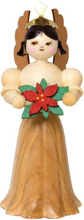 Drechslerei Kuhnert Konzertengel mit Weihnachtsstern, natur