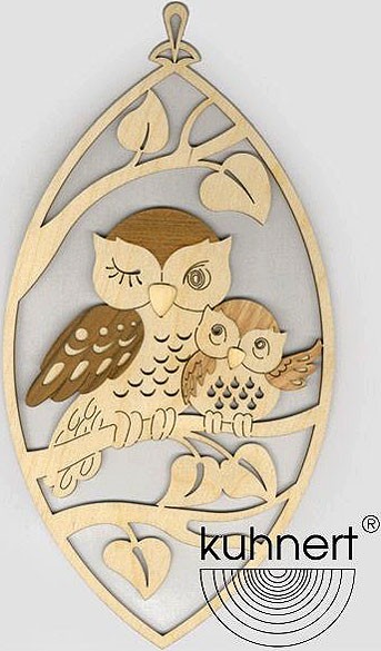 Drechslerei Kuhnert Fensterbild Eule, oval