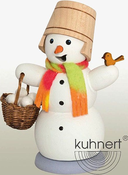 Drechslerei Kuhnert Räuchermann Schneemann mit Schneeballkorb