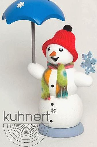 Drechslerei Kuhnert Räuchermann Schneemann mit Schirm