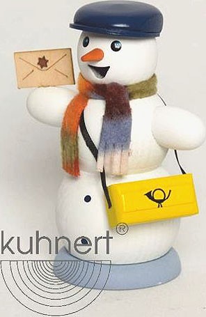 Drechslerei Kuhnert Räuchermann Schneemann Briefträger