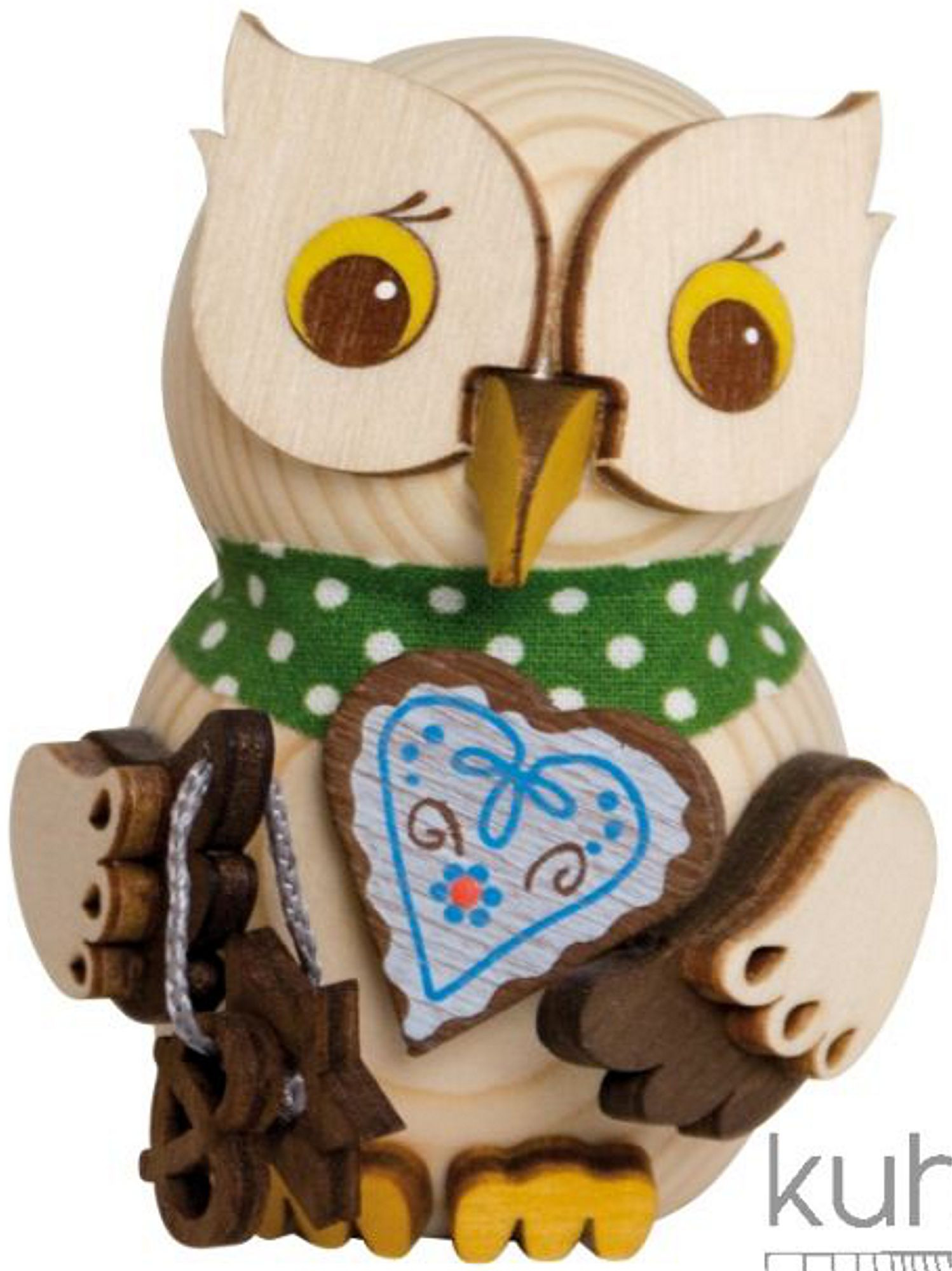 Drechslerei Kuhnert Mini-Eule mit Lebkuchenherz