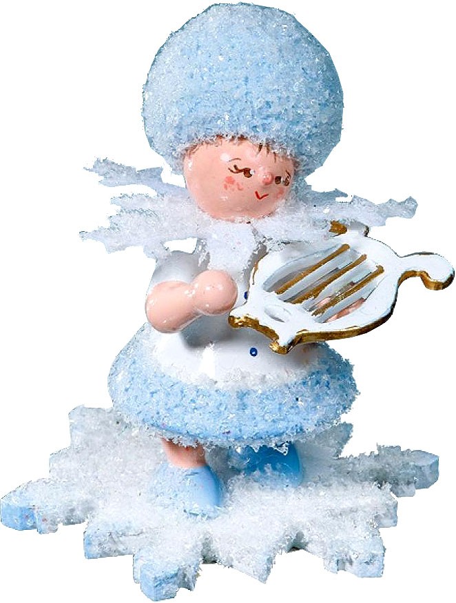 Drechslerei Kuhnert Schneeflöckchen mit kleiner Harfe