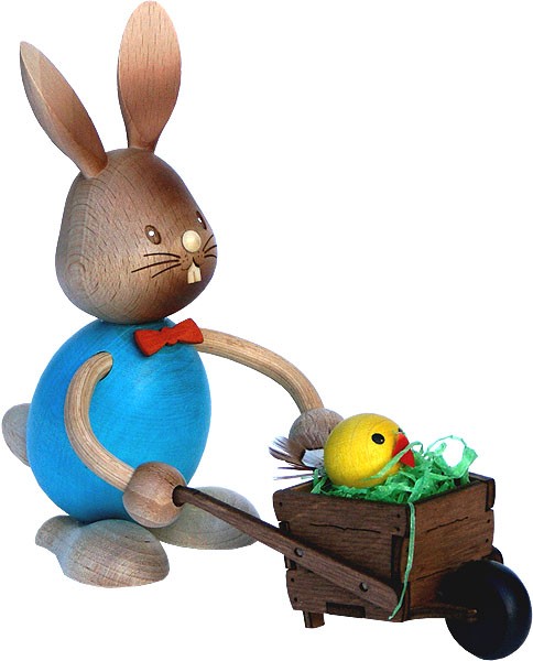 Drechslerei Kuhnert Stupsi Hase mit Schubkarre