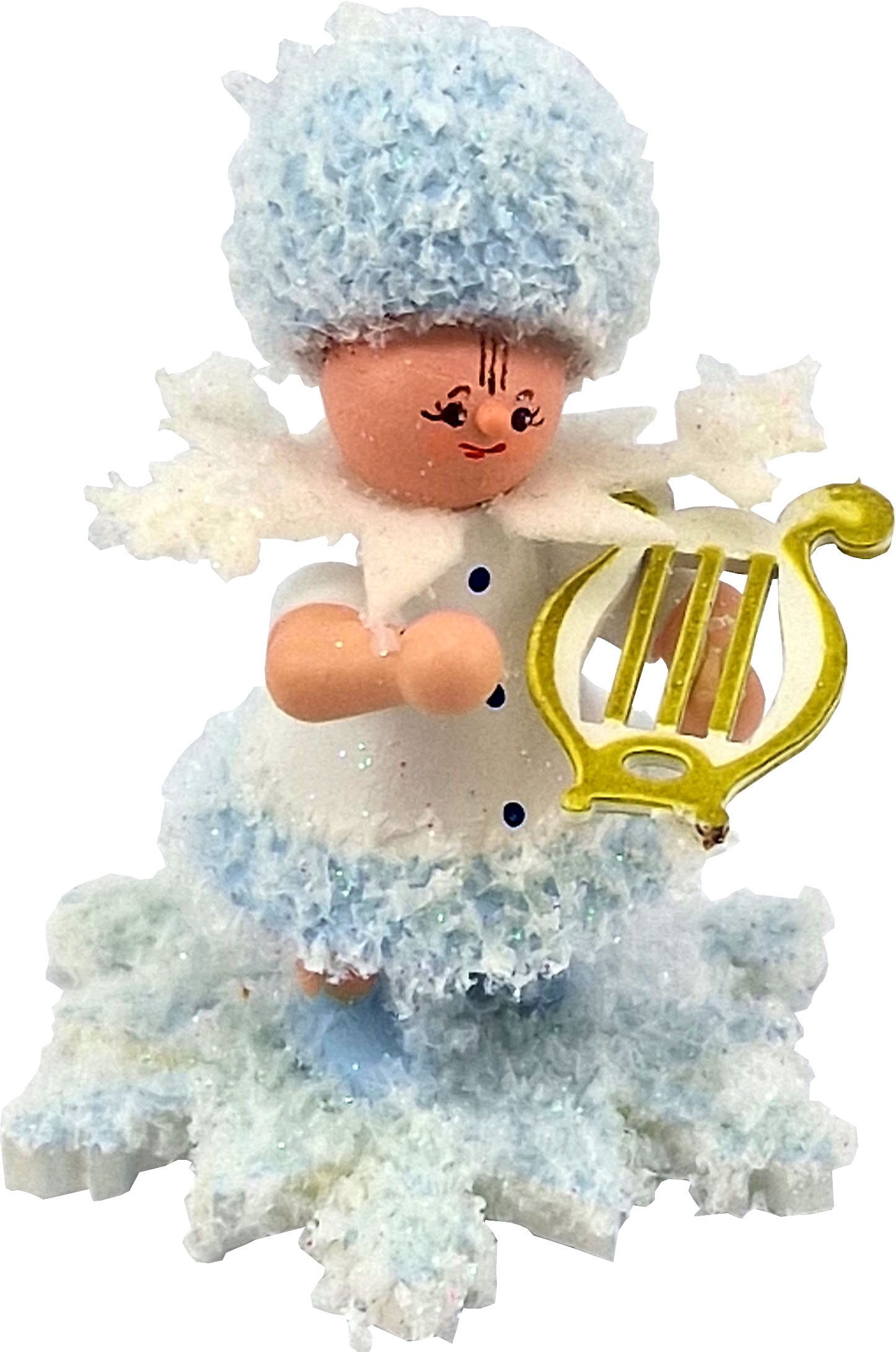 Drechslerei Kuhnert Schneeflöckchen mit kleiner Harfe