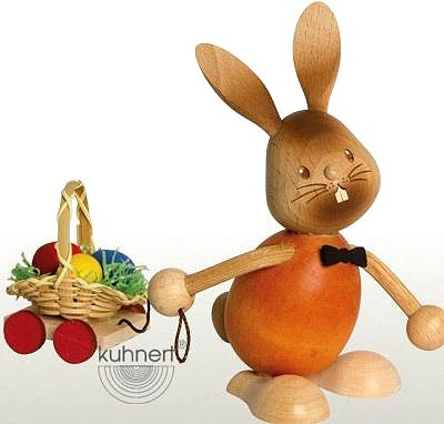 Drechslerei Kuhnert Stupsi Hase mit Eierwagen
