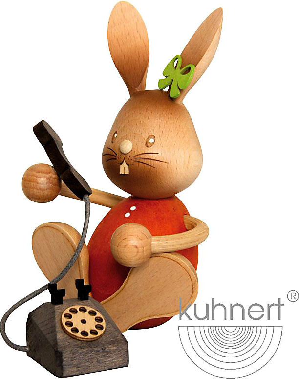 Drechslerei Kuhnert Stupsi Hase mit Telefon
