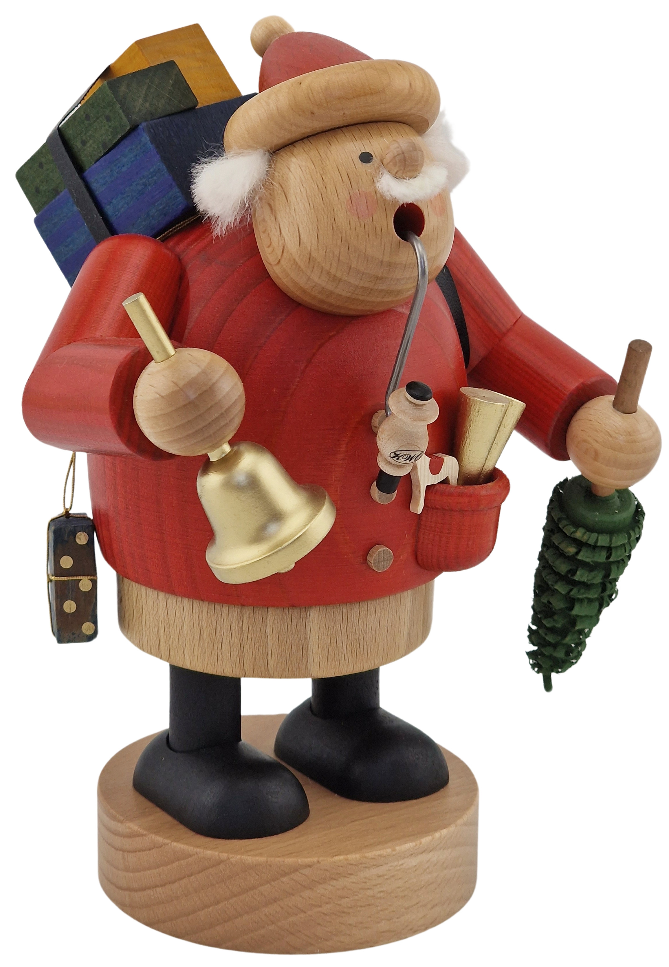 KWO Räuchermännchen Weihnachtsmann mit Geschenken auf dem Rücken