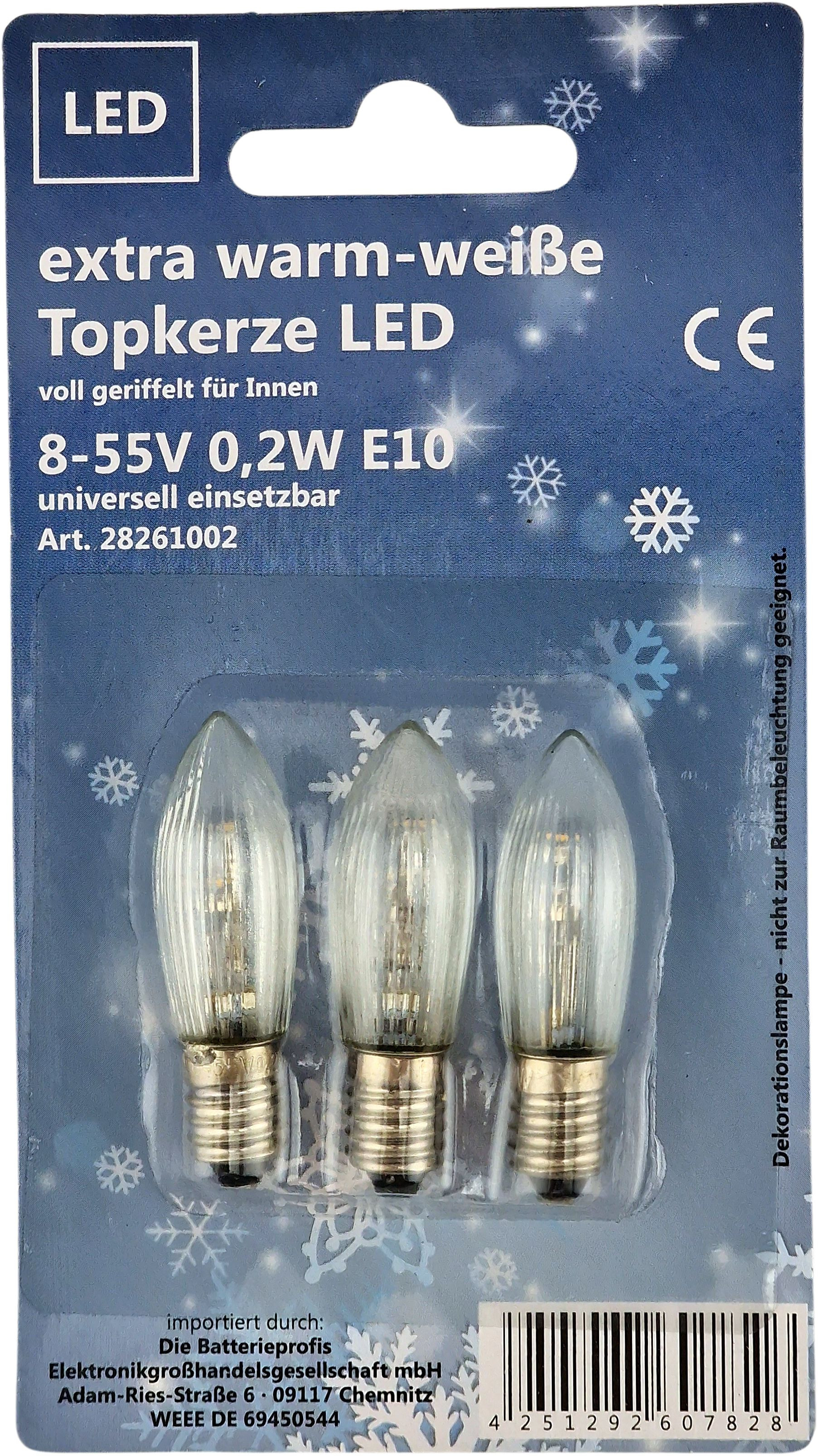 LED Topkerzen extra warmweiss 8-55V 0,2W E10 