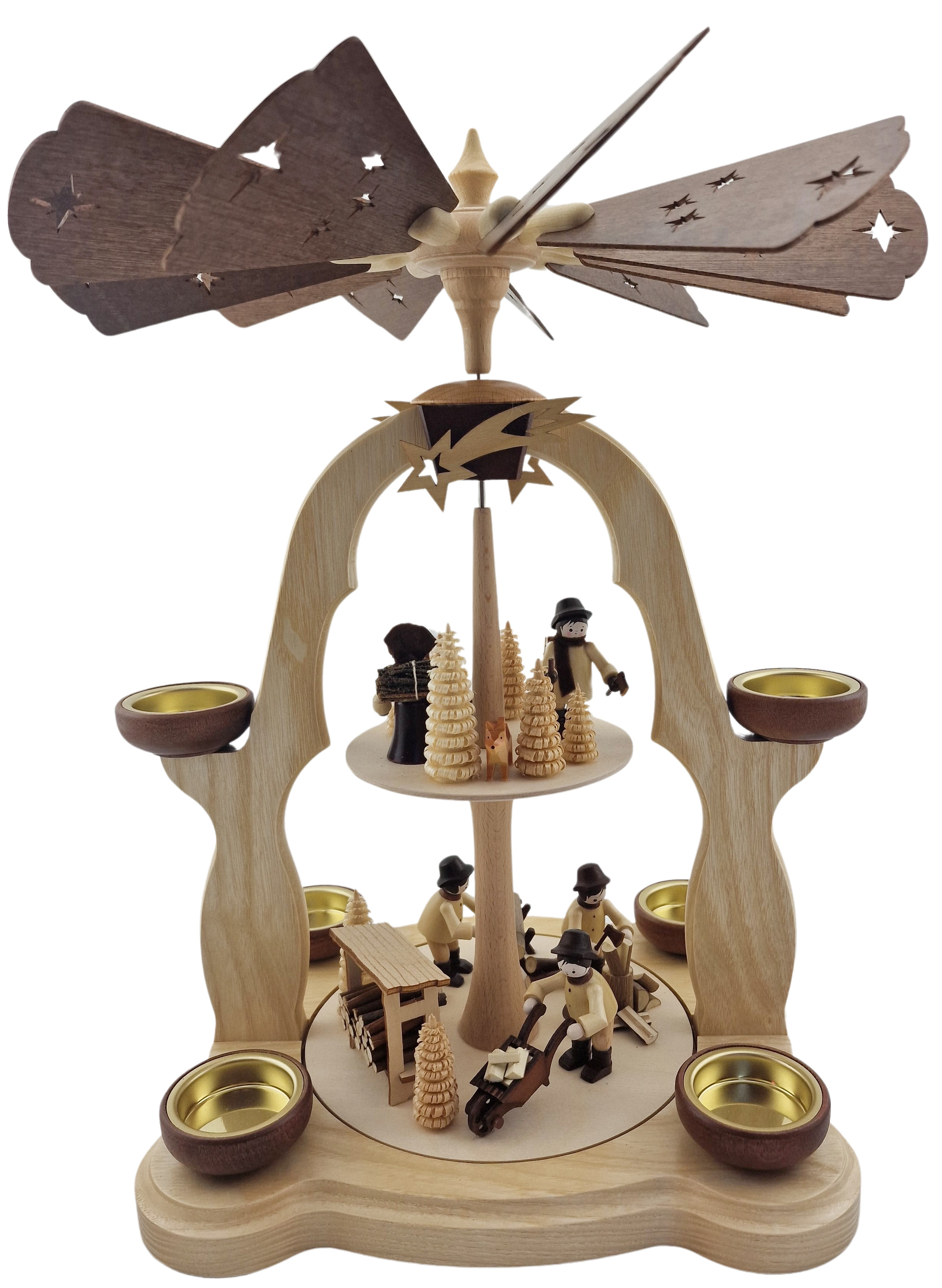 HoDreWa Legler doppelstöckige Teelichtpyramide, Waldarbeiter