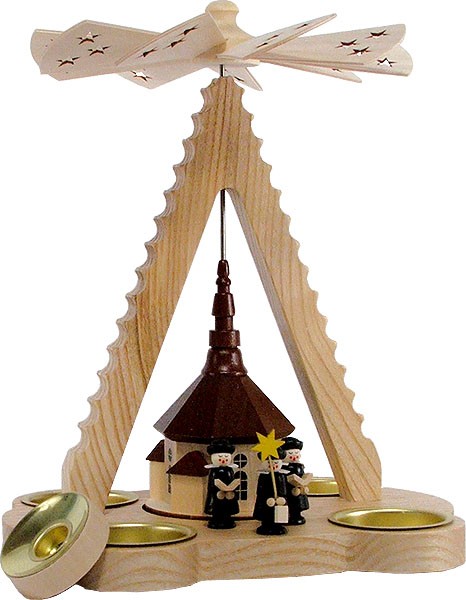 HoDreWa Legler Pyramide Spitze mit Teelicht und Kerze