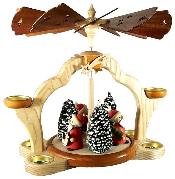 HoDreWa Legler Pyramide Weihnachtsmänner mit Teelicht