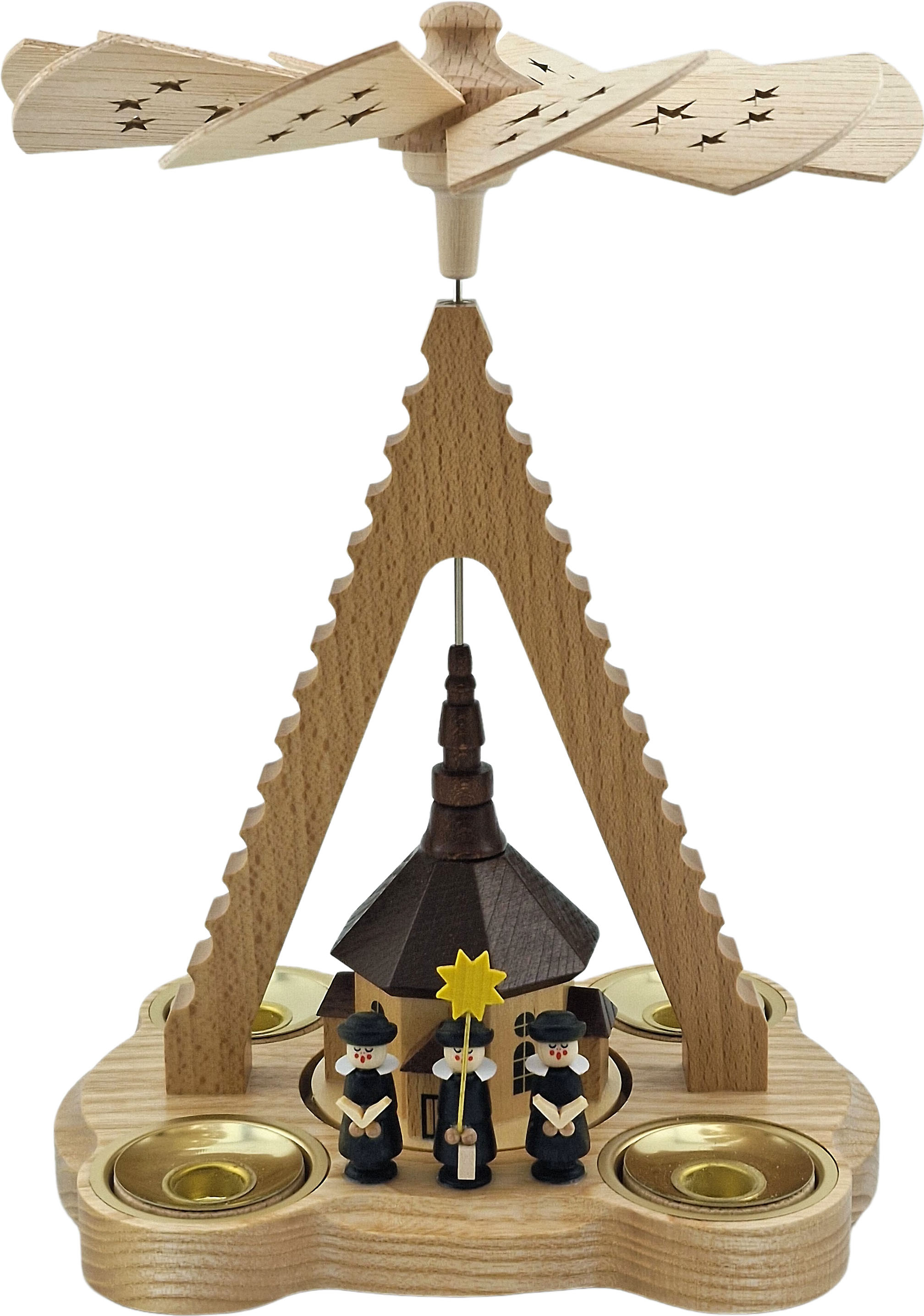 HoDreWa Legler Pyramide Spitze mit Teelicht und Kerze