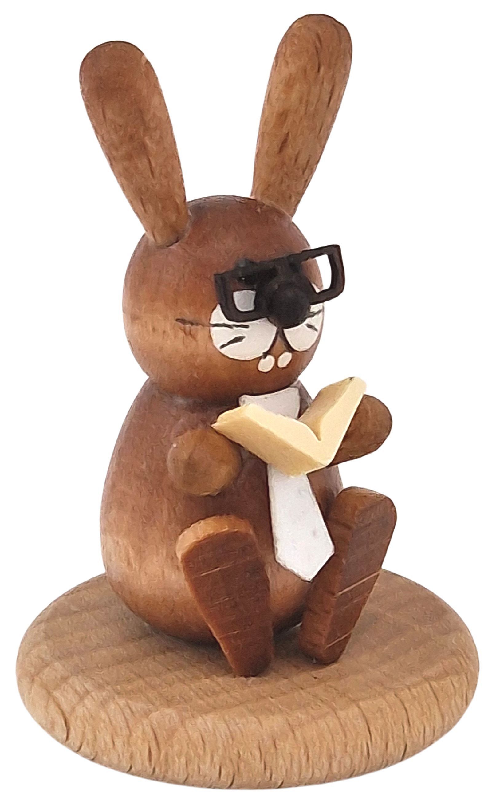 HoDreWa Legler Hase mit Buch, auf Sockel