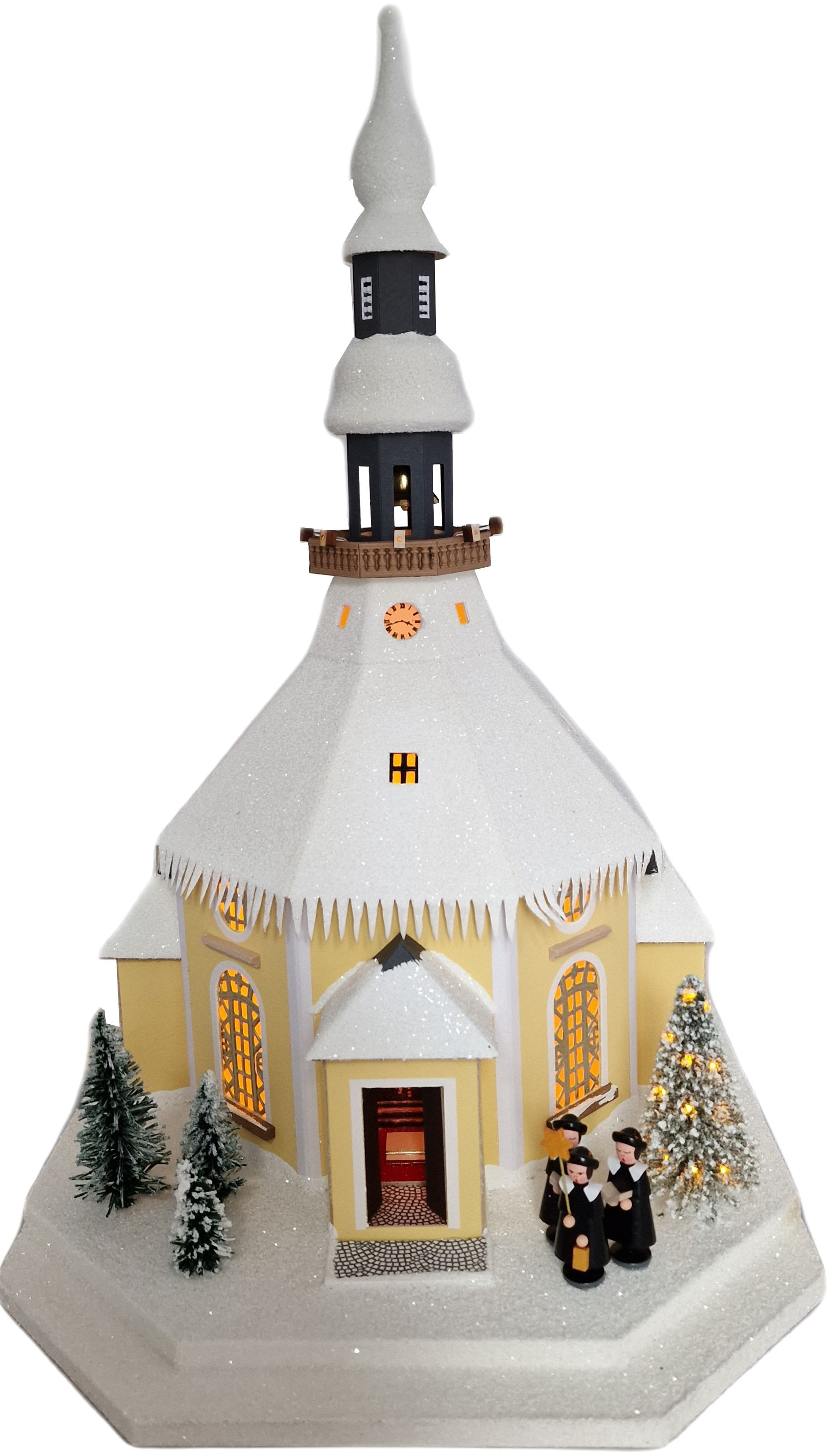 Birgit Uhlig Lichterhaus Seiffener Kirche - Dach schneebedeckt, 42 cm