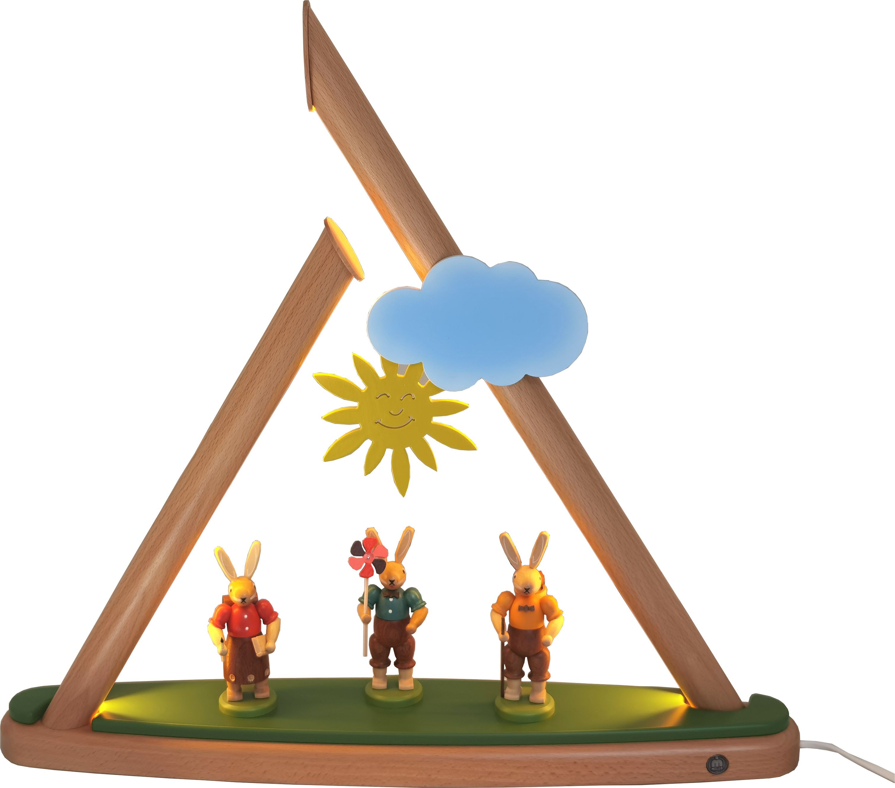 Moderne Lichterspitze mit Motivplatte Hasen Schwibbogen Osternhasen